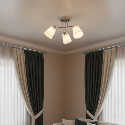 Pinta-asennettava kattovalaisin PAFOS 3xE27/15W/230V kiiltävä kromi