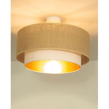 Pinta-asennettava kattovalaisin SARTA 1xE27/60W/230V halkaisija 45 cm valkoinen/juutti