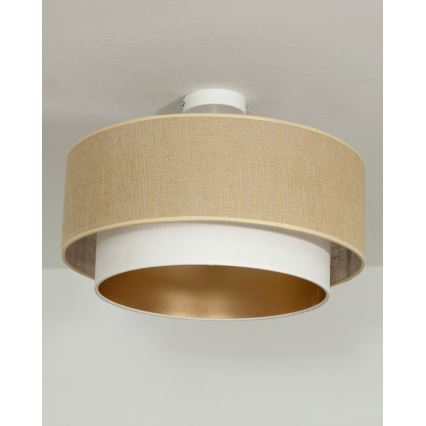 Pinta-asennettava kattovalaisin SARTA 1xE27/60W/230V halkaisija 45 cm valkoinen/juutti