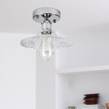 Pinta-asennettava kattovalaisin TRISH 1xE27/15W/230V kiiltävä kromi/kirkas