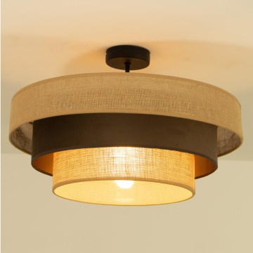 Pinta-asennettava kattovalaisin WENTA 1xE27/60W/230V halkaisija 50 cm juutti/ruskea