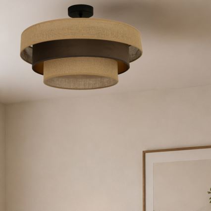 Pinta-asennettava kattovalaisin WENTA 1xE27/60W/230V halkaisija 50 cm juutti/ruskea