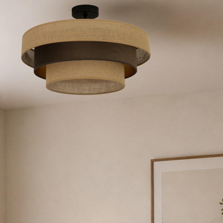 Pinta-asennettava kattovalaisin WENTA 1xE27/60W/230V halkaisija 50 cm juutti/ruskea