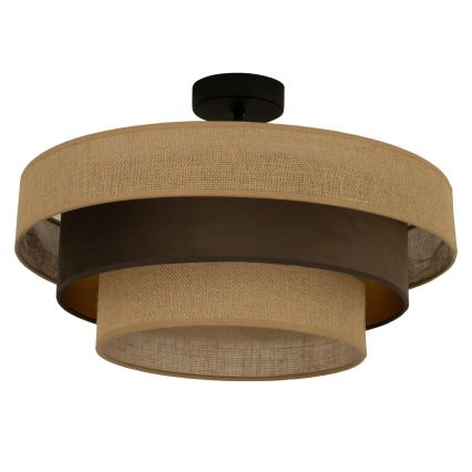 Pinta-asennettava kattovalaisin WENTA 1xE27/60W/230V halkaisija 50 cm juutti/ruskea