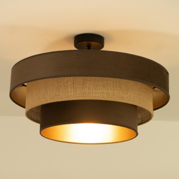 Pinta-asennettava kattovalaisin WENTA 1xE27/60W/230V, Ø 50 cm, ruskea/jute