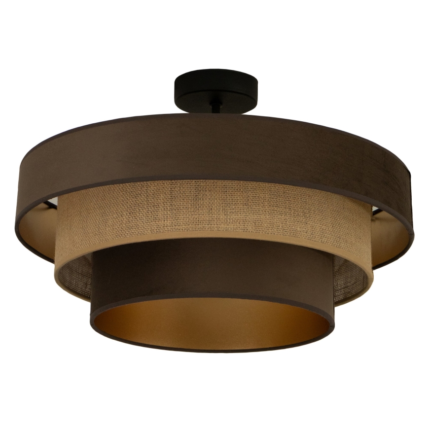 Pinta-asennettava kattovalaisin WENTA 1xE27/60W/230V, Ø 50 cm, ruskea/jute
