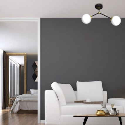 Pinta-asetettava kattokruunu JOY 2xE14/40W/230V musta/kulta