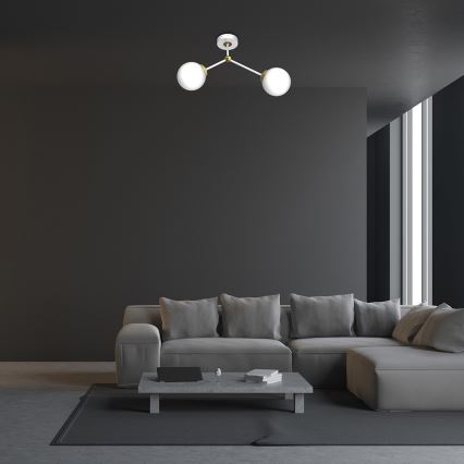 Pinta-asetettava kattokruunu JOY 2xE14/40W/230V valkoinen/kulta