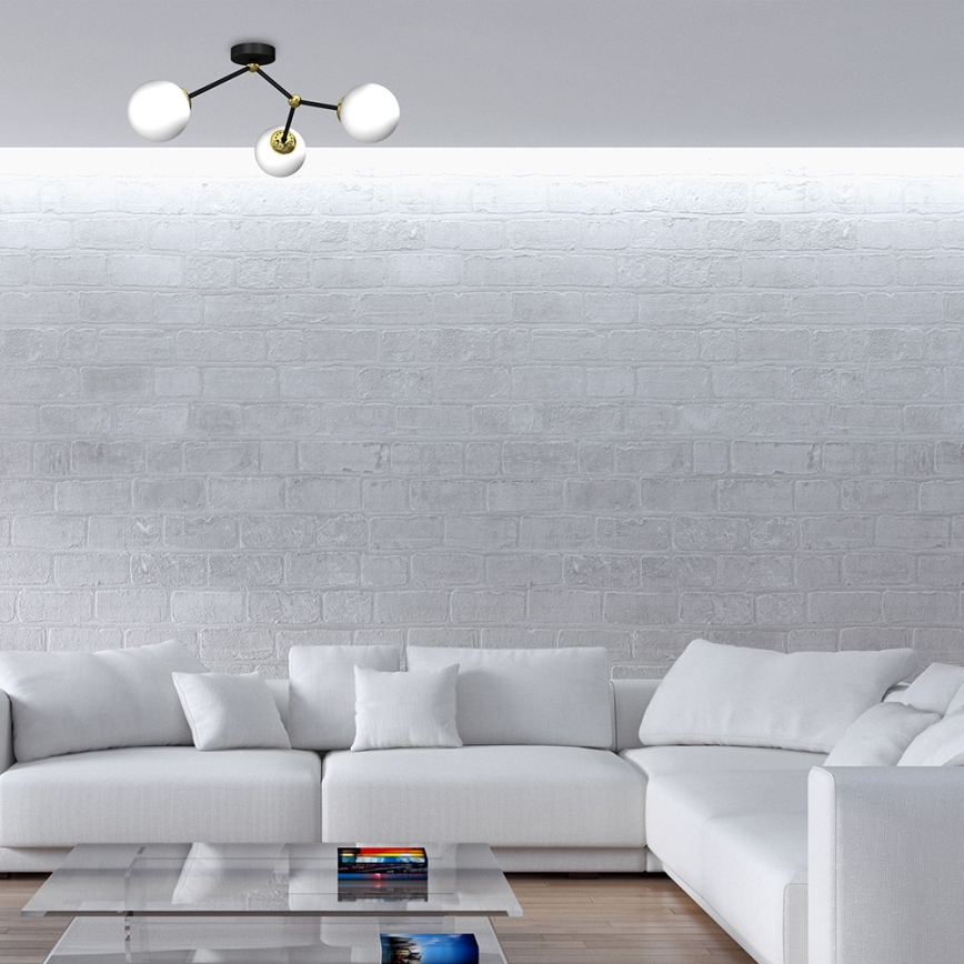 Pinta-asetettava kattokruunu JOY 3xE14/40W/230V musta/kulta