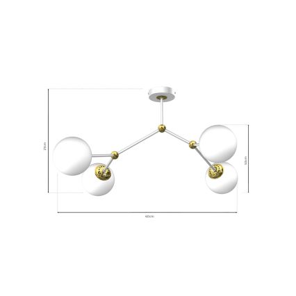 Pinta-asetettava kattokruunu JOY 4xE14/40W/230V valkoinen/kulta