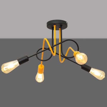 Pinta-asetettava kattokruunu OXFORD 4xE27/15W/230V musta/keltainen