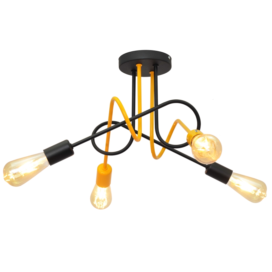 Pinta-asetettava kattokruunu OXFORD 4xE27/15W/230V musta/keltainen