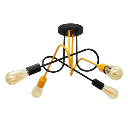 Pinta-asetettava kattokruunu OXFORD 4xE27/15W/230V musta/keltainen