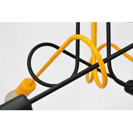 Pinta-asetettava kattokruunu OXFORD 4xE27/15W/230V musta/keltainen