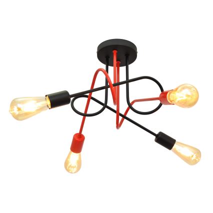 Pinta-asetettava kattokruunu OXFORD 4xE27/15W/230V musta/punainen