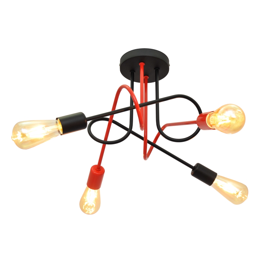 Pinta-asetettava kattokruunu OXFORD 4xE27/15W/230V musta/punainen