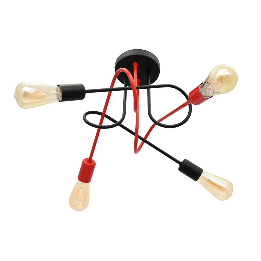 Pinta-asetettava kattokruunu OXFORD 4xE27/15W/230V musta/punainen