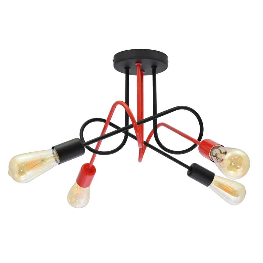 Pinta-asetettava kattokruunu OXFORD 4xE27/15W/230V musta/punainen