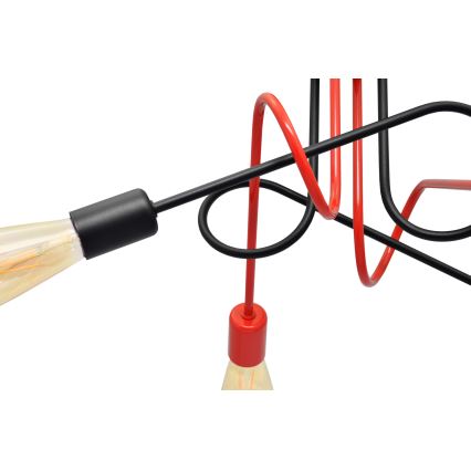 Pinta-asetettava kattokruunu OXFORD 4xE27/15W/230V musta/punainen