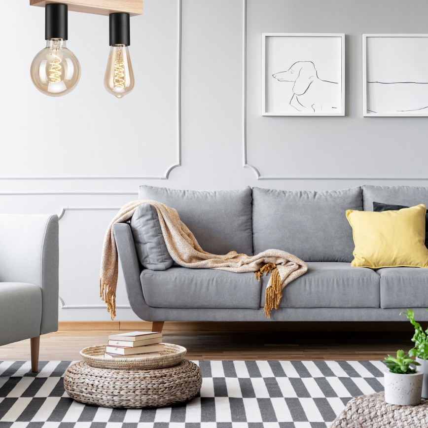 Pinta-asetettava kattokruunu VITO OAK 2xE27/60W/230V tammi