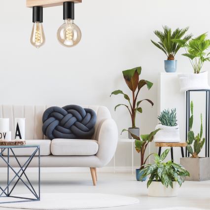 Pinta-asetettava kattokruunu VITO OAK 2xE27/60W/230V tammi