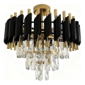 Pintakiinnitettävä kattokruunu CRISTAL 5xE14/10W/230V Ø 38 cm musta/kulta