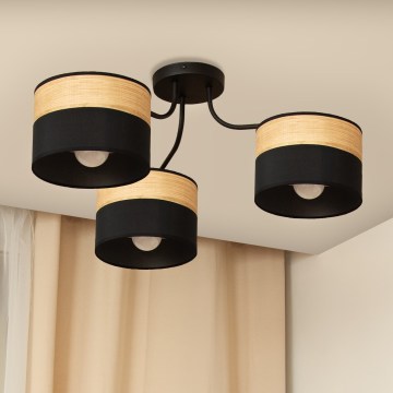 Pintakiinnitteinen kattokruunu ALBA, 3x E27, maks. 15 W, 230 V, Ø 66 cm, musta/ruskea