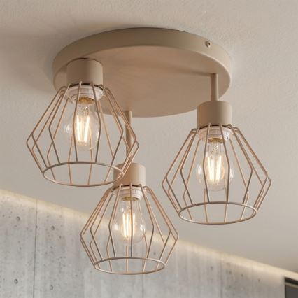 Pintakiinnitteinen kattokruunu AUDREY 3xE27/60W/230V beige