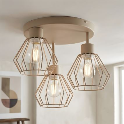 Pintakiinnitteinen kattokruunu AUDREY 3xE27/60W/230V beige