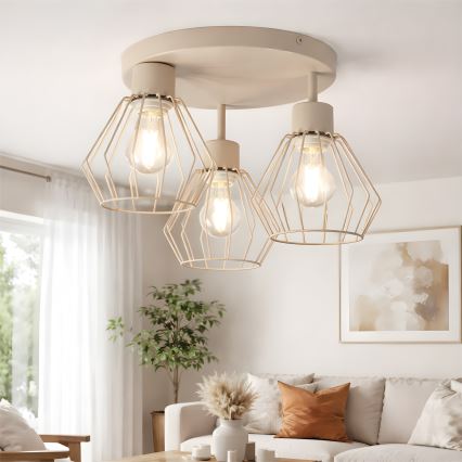 Pintakiinnitteinen kattokruunu AUDREY 3xE27/60W/230V beige