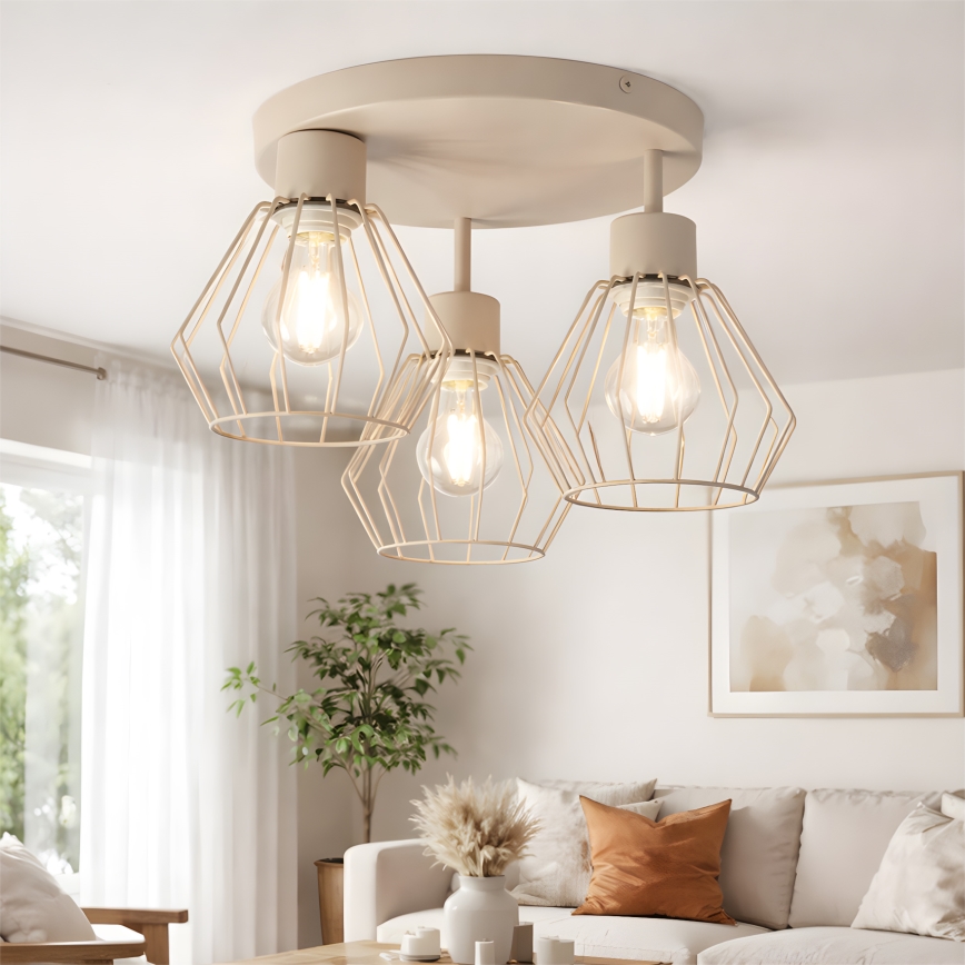 Pintakiinnitteinen kattokruunu AUDREY 3xE27/60W/230V beige