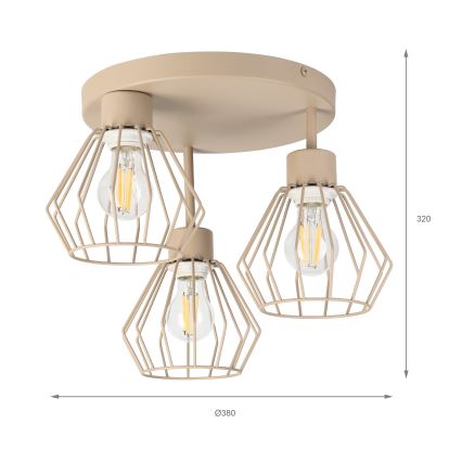 Pintakiinnitteinen kattokruunu AUDREY 3xE27/60W/230V beige