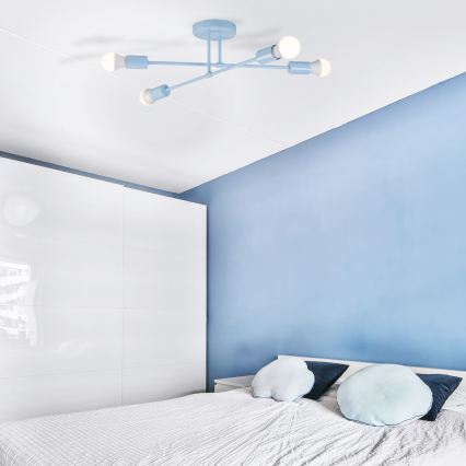 Pintakiinnitteinen kattokruunu CAMBRIDGE 4xE27/15W/230V, sininen