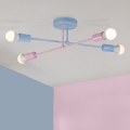 Pintakiinnitteinen kattokruunu CAMBRIDGE 4xE27/15W/230V sininen/vaaleanpunainen