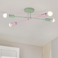 Pintakiinnitteinen kattokruunu CAMBRIDGE 4xE27/15W/230V vihreä/vaaleanpunainen