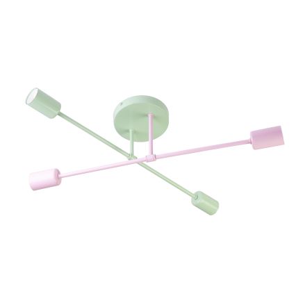 Pintakiinnitteinen kattokruunu CAMBRIDGE 4xE27/15W/230V vihreä/vaaleanpunainen