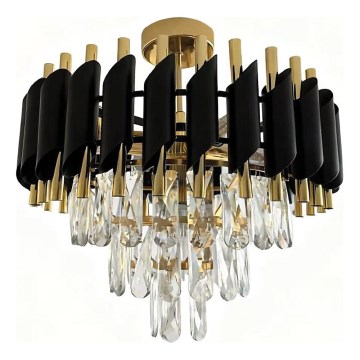 Pintakiinnitteinen kattokruunu CRISTAL 5xE14/10W/230V musta/kulta