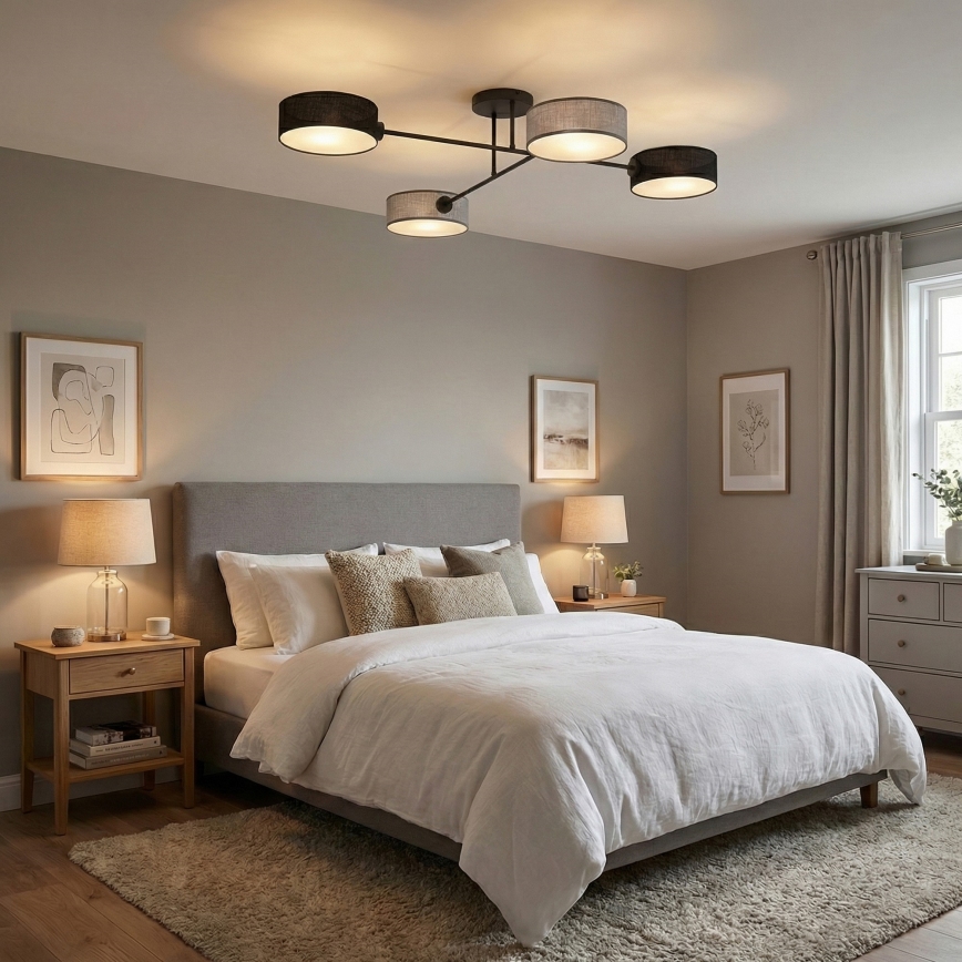 Pintakiinnitteinen kattokruunu MAGA 4xE14/10W/230V musta/harmaa