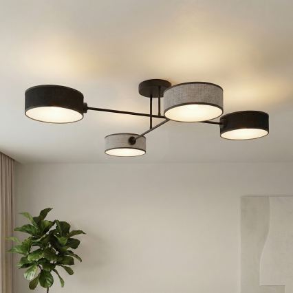 Pintakiinnitteinen kattokruunu MAGA 4xE14/10W/230V musta/harmaa