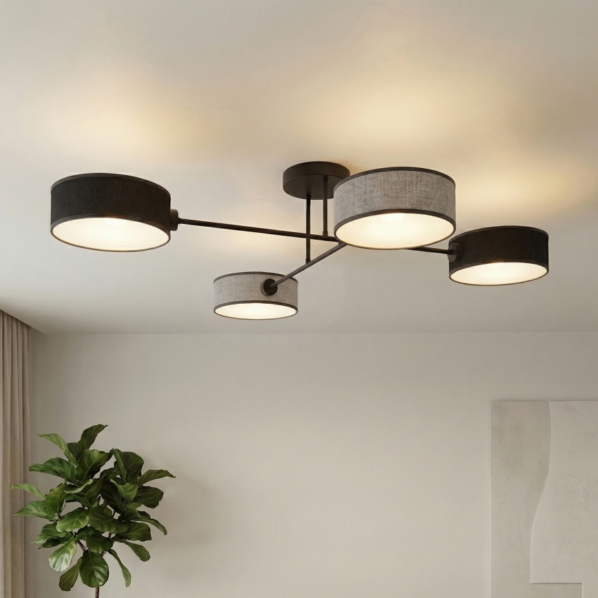 Pintakiinnitteinen kattokruunu MAGA 4xE14/10W/230V musta/harmaa