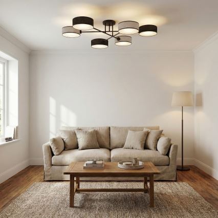 Pintakiinnitteinen kattokruunu MAGA 6xE14/10W/230V musta/harmaa