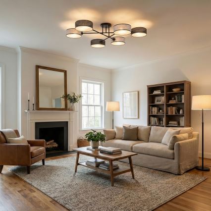 Pintakiinnitteinen kattokruunu MAGA 6xE14/10W/230V musta/harmaa