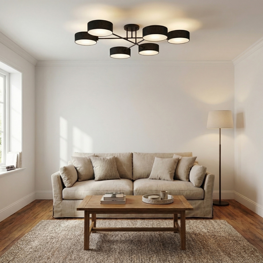 Pintakiinnitteinen kattokruunu MAGA 6xE14/10W/230V musta