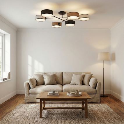 Pintakiinnitteinen kattokruunu MAGA 6xE14/10W/230V musta/ruskea/harmaa