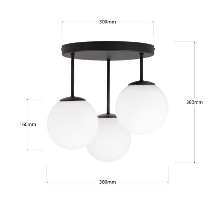 Pintakiinnitteinen kattokruunu MOONLIGHT 3xE27/15W/230V musta