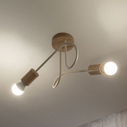 Pintakiinnitteinen kattokruunu OXFORD 2xE27/15W/230V mänty/kerma