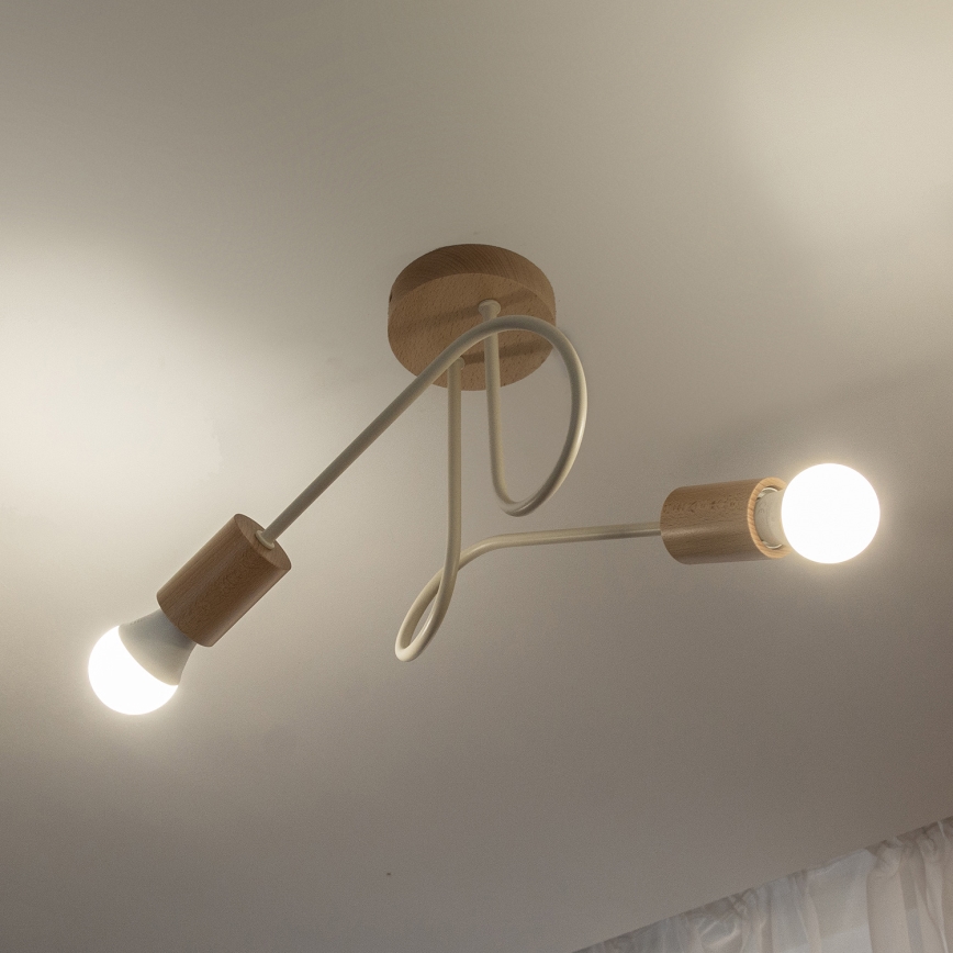 Pintakiinnitteinen kattokruunu OXFORD 2xE27/15W/230V mänty/kerma