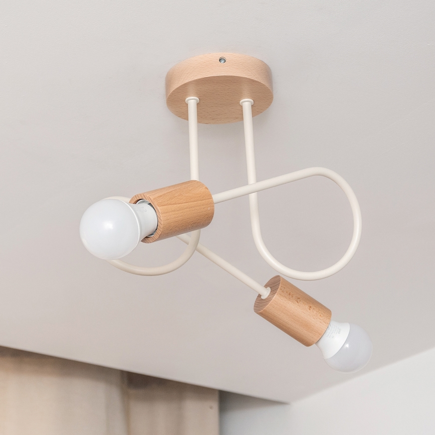 Pintakiinnitteinen kattokruunu OXFORD 2xE27/15W/230V mänty/kerma