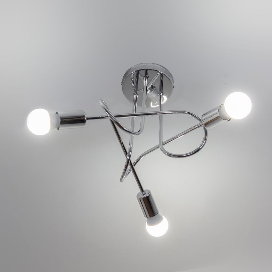 Pintakiinnitteinen kattokruunu OXFORD 3xE27/15W/230V kiiltävä kromi