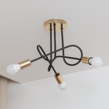 Pintakiinnitteinen kattokruunu OXFORD 3xE27/15W/230V kulta/musta